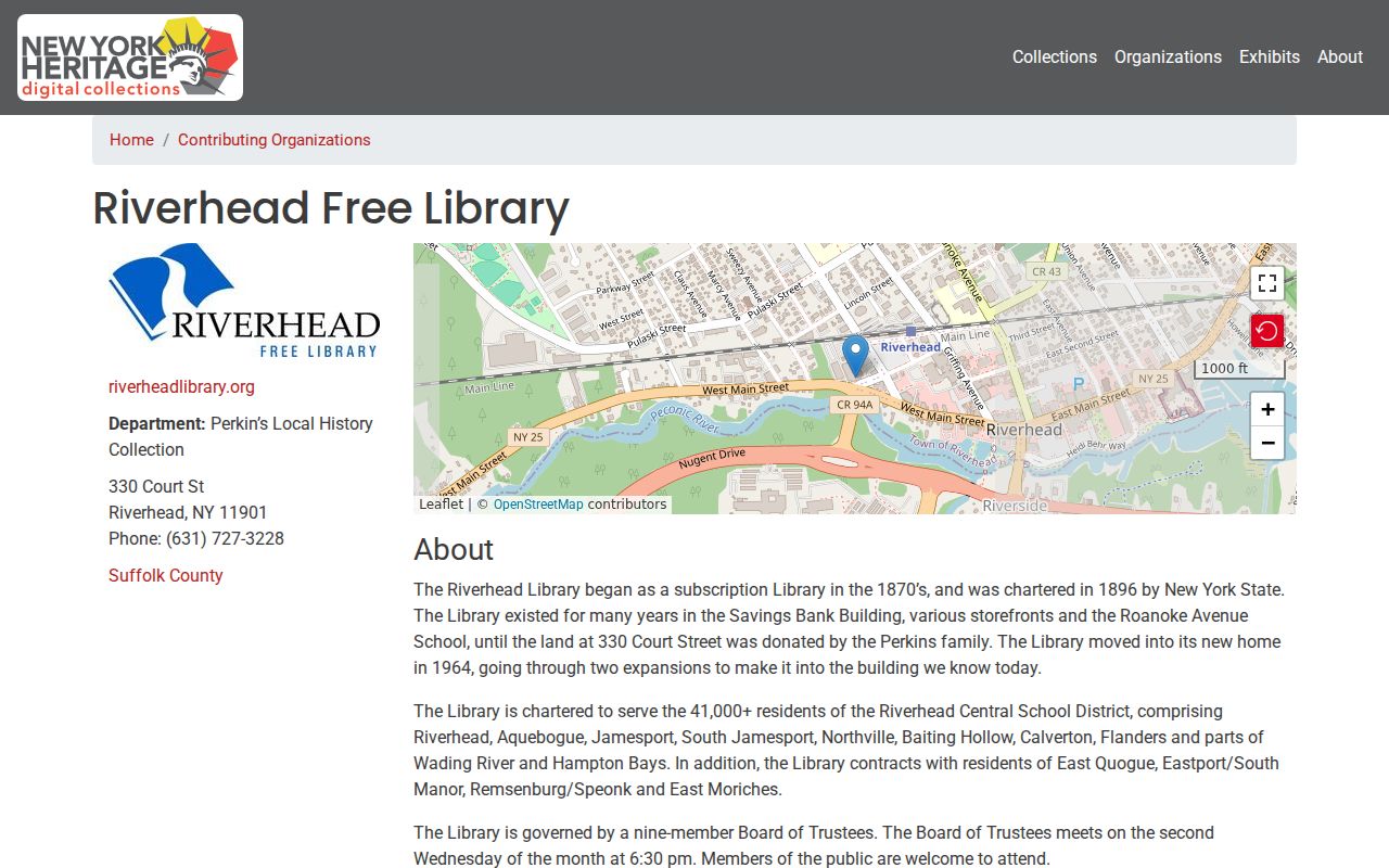 Riverhead city directory local-history collection profile at Riverhead Free Library