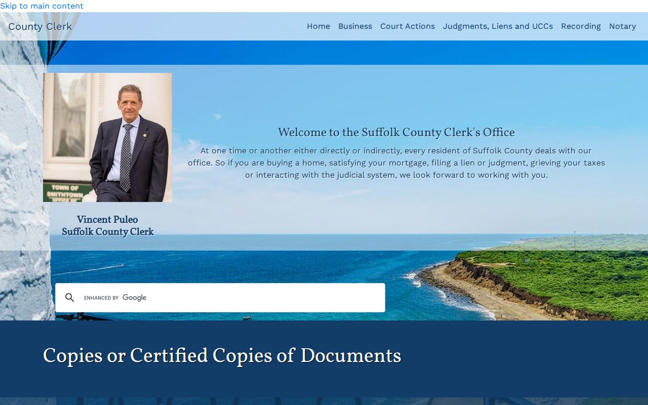 Riverhead previous residents deed-copy request information from Suffolk County Clerk