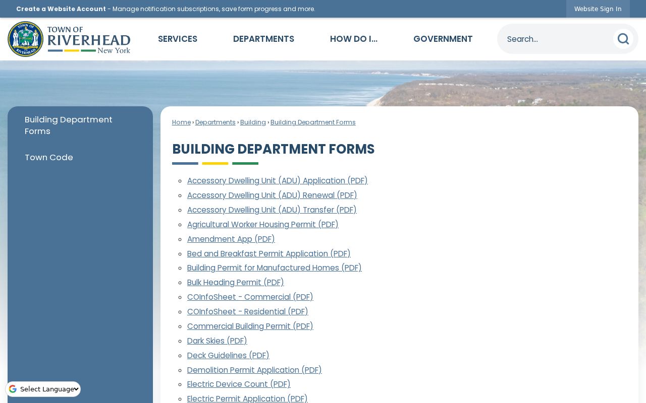 Riverhead street directory Building Department forms and address record categories