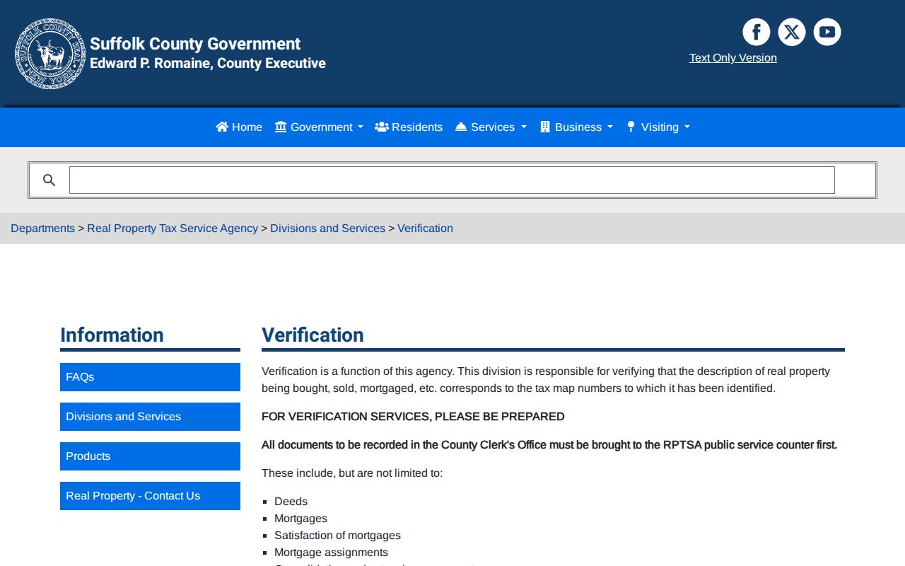 Riverhead street directory property description verification guidance