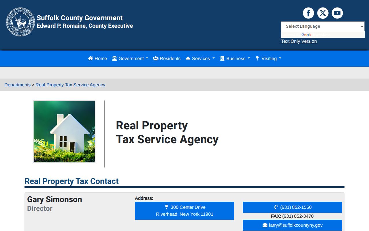 Riverhead street directory Suffolk County real property tax service information
