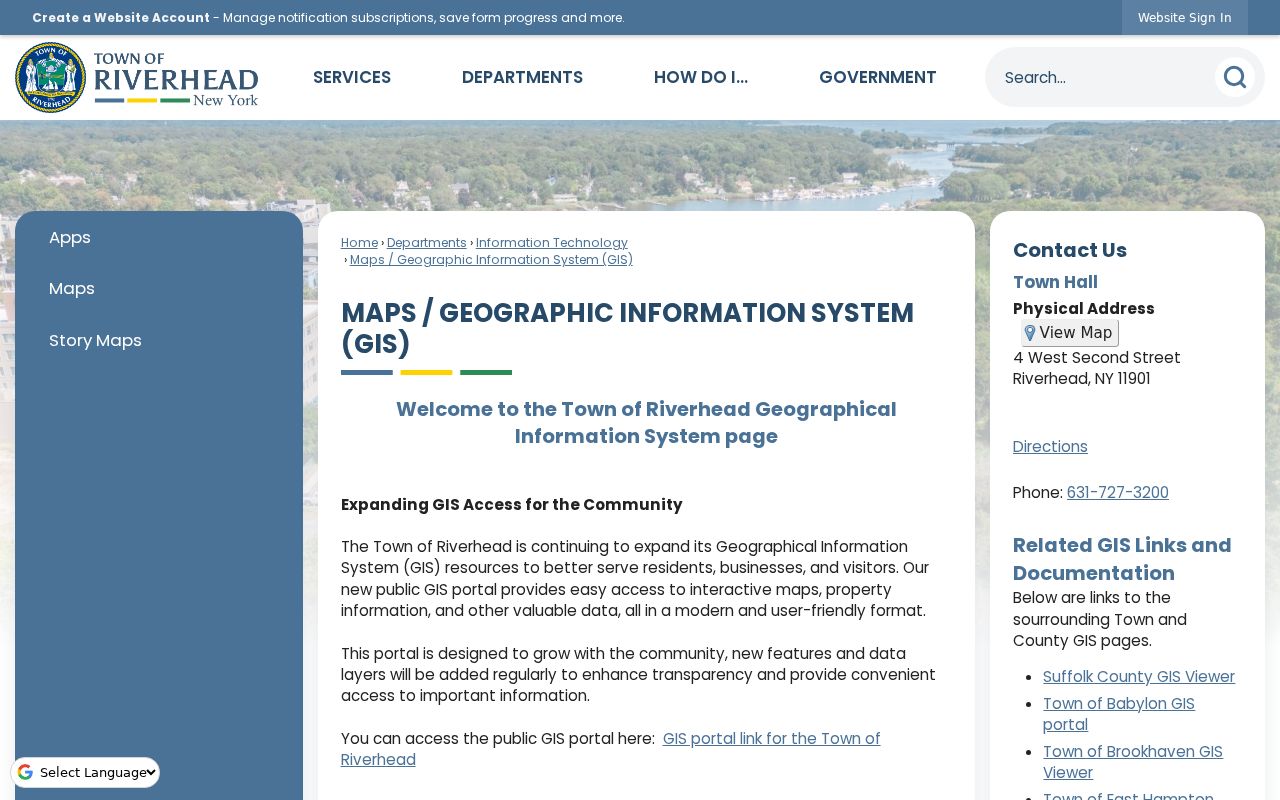 Riverhead street directory Town GIS and public property map
